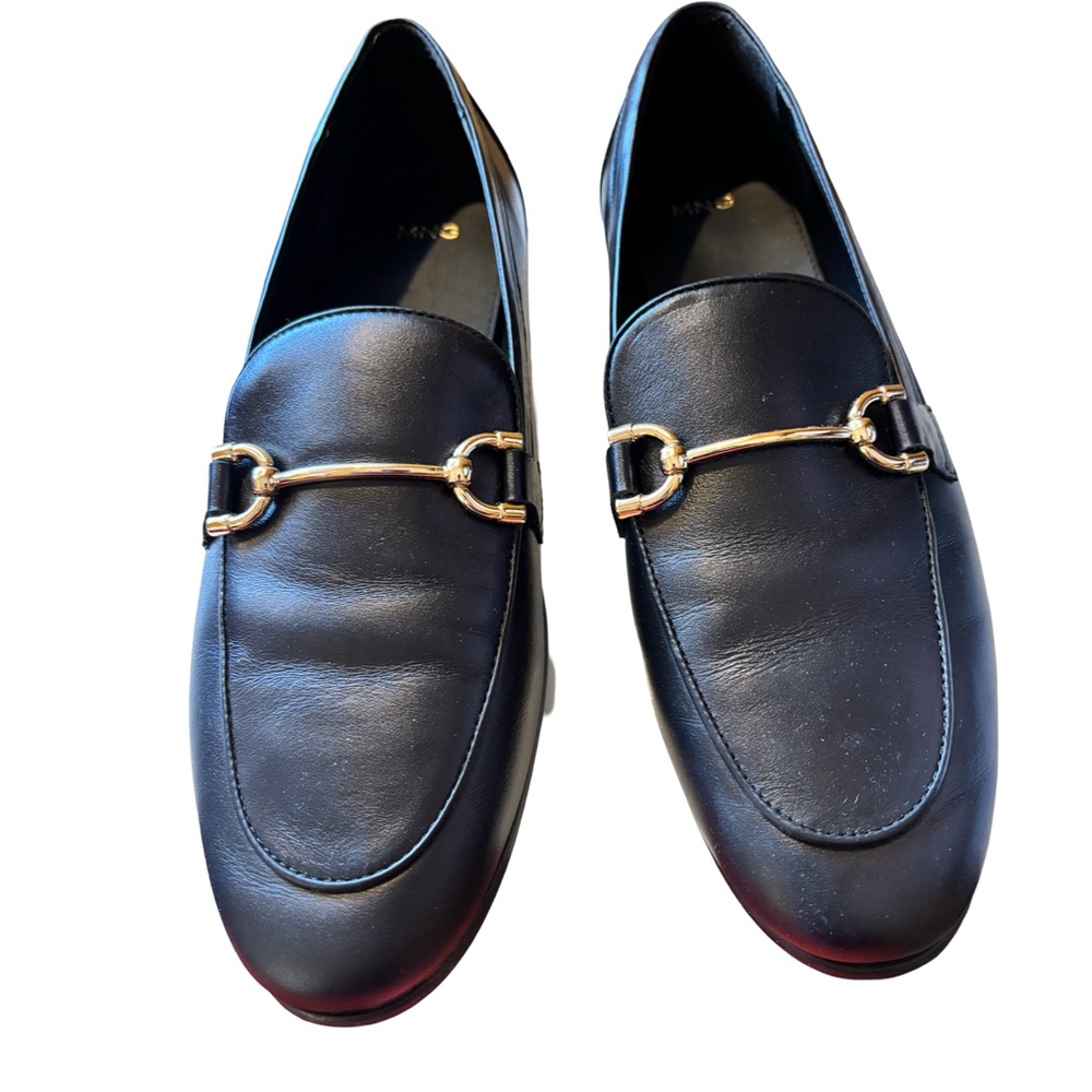 Mango MNG Black Loafers with Metallic Detail Size 8